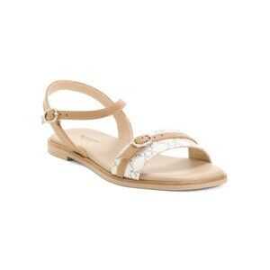 NEROGIARDINI White Made In Italy Leather Logo Flat Sandals